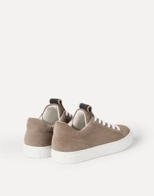 Suede sneakers with monili Brown Woman - Brunello Cucinelli