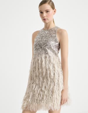 Dazzling dégradé mini dress Grey Woman - Brunello Cucinelli