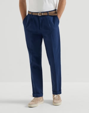 Gabardine garment dyed trousers Blue Man - Brunello Cucinelli