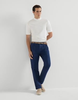 Gabardine garment dyed trousers Blue Man - Brunello Cucinelli