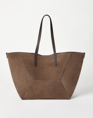 Suede large BC Duo bag Bark Woman - Brunello Cucinelli