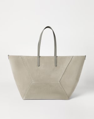 Большая сумка BC Duo из замши Хаки Женщина - Brunello Cucinelli