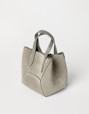 Suede mini BC Duo bag Khaki Woman - Brunello Cucinelli