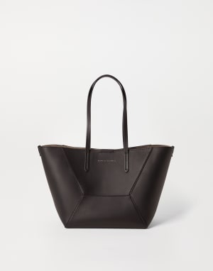 Bolso BC Duo pequeño en piel de becerro Marrón Oscuro Mujer - Brunello Cucinelli