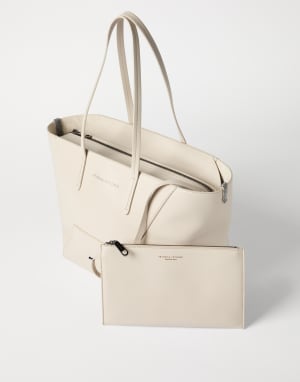Calfskin small BC Duo bag Ivory Woman - Brunello Cucinelli