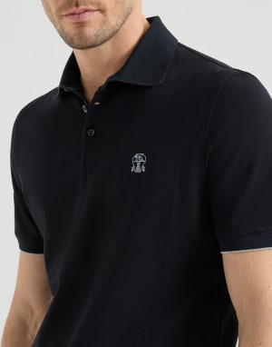 Piqué polo shirt Black Man - Brunello Cucinelli