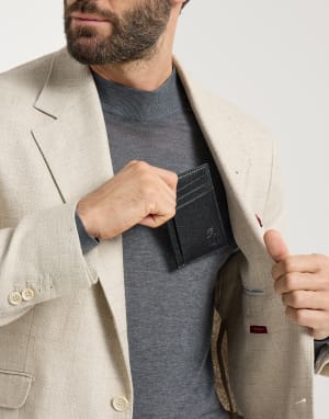 Tarjetero de piel con grano Negro Hombre - Brunello Cucinelli