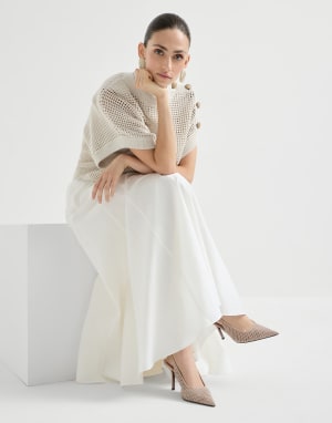 Calfskin net slingback heels Buff Woman - Brunello Cucinelli