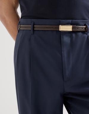 Hose mit doppelten Bundfalten Navy-Blau Herren - Brunello Cucinelli