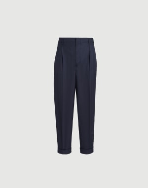 Hose mit doppelten Bundfalten Navy-Blau Herren - Brunello Cucinelli