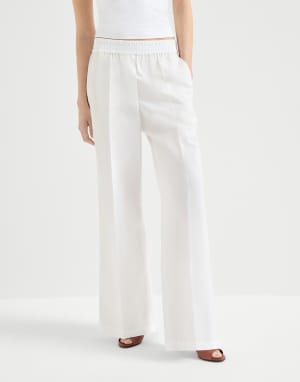 Pantalon Loose Track Blanc Femme - Brunello Cucinelli