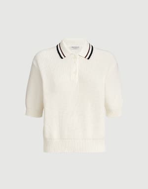 Rib knit polo White Woman - Brunello Cucinelli