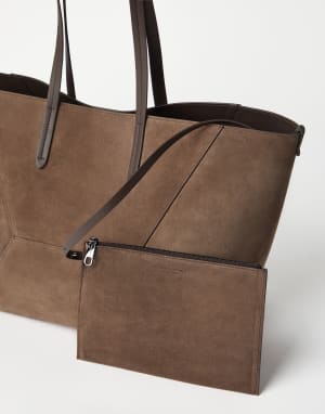 BC Duo Tasche aus Veloursleder Borke Damen - Brunello Cucinelli