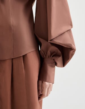 Stretch poplin shirt with monili Firebrick Woman - Brunello Cucinelli