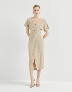 Wrap-effect dress Beige Woman - Brunello Cucinelli
