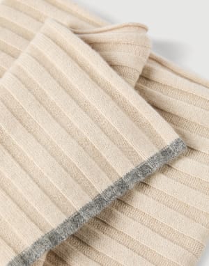 Cashmere rib knit scarf Sand Man - Brunello Cucinelli