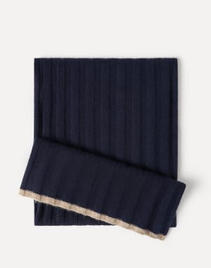 Schal in Rippenstrick aus Kaschmir Navy-Blau Herren - Brunello Cucinelli