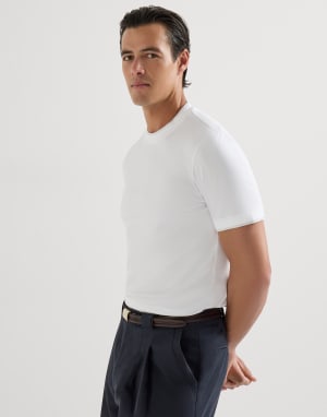 T-shirt with faux-layering White Man - Brunello Cucinelli