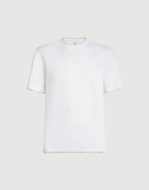 T-shirt with faux-layering White Man - Brunello Cucinelli
