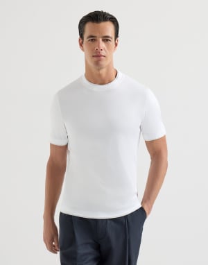 T-shirt with faux-layering White Man - Brunello Cucinelli