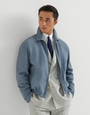 Nubuck outerwear jacket Slate Man - Brunello Cucinelli