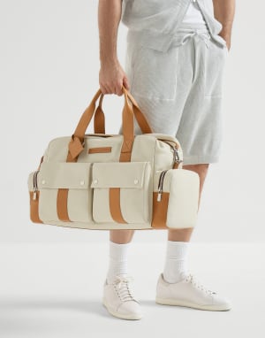 Reisetasche aus Kalbsleder und Rindsleder Elfenbein Herren - Brunello Cucinelli