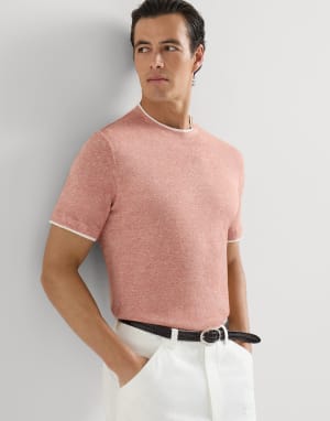 T-shirt with faux-layering Orange Man - Brunello Cucinelli