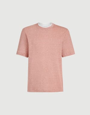 T-shirt with faux-layering Orange Man - Brunello Cucinelli