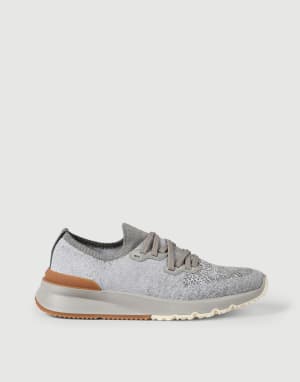 Cotton chiné knit runners Grey Man - Brunello Cucinelli
