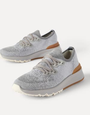 Cotton chiné knit runners Grey Man - Brunello Cucinelli