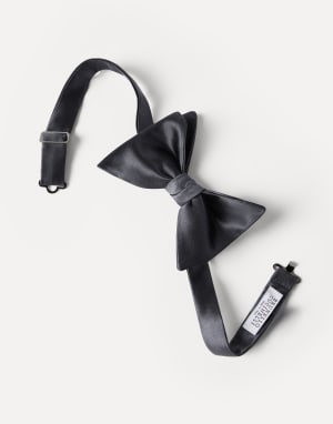 Cotton and silk satin bow tie Anthracite Man - Brunello Cucinelli