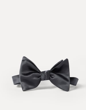 Cotton and silk satin bow tie Anthracite Man - Brunello Cucinelli