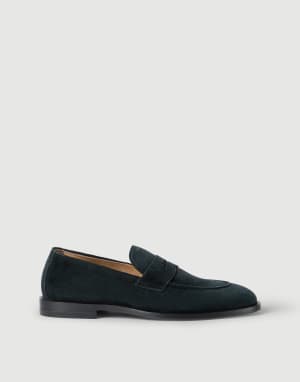 Suede Penny loafer Black Man - Brunello Cucinelli
