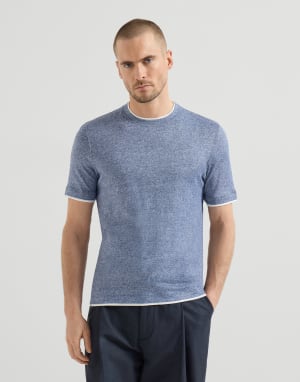 假叠层T恤 天蓝色 男款 - Brunello Cucinelli