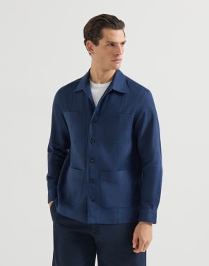 Linen guayabera Navy Blue Man - Brunello Cucinelli