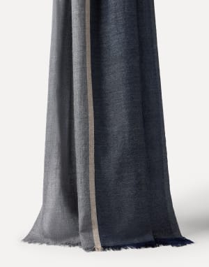 Schal in Colorblock aus Kaschmir und Seide Marine Herren - Brunello Cucinelli