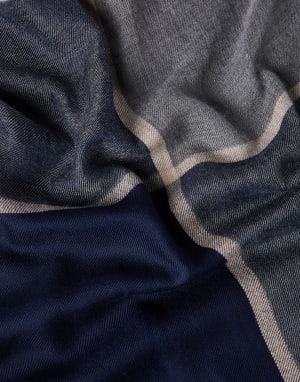 Schal in Colorblock aus Kaschmir und Seide Marine Herren - Brunello Cucinelli