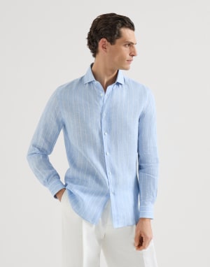 Camisa de rayas diplomáticas Azul Claro Hombre - Brunello Cucinelli