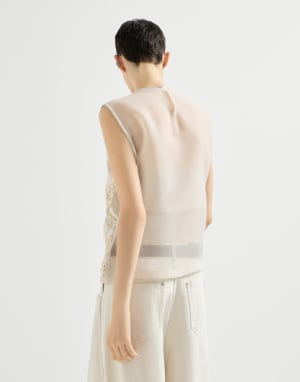 Top with dazzling seabed embroidery Beige Woman - Brunello Cucinelli