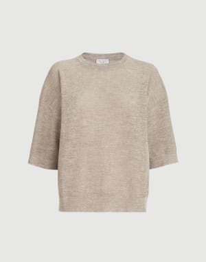 Sparkling linen sweater Beige Woman - Brunello Cucinelli