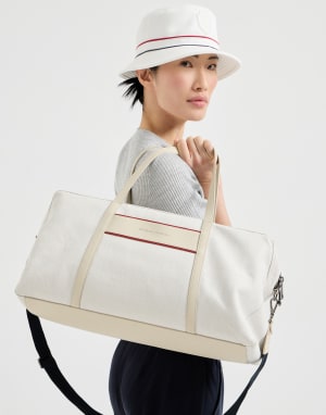 Canvas bag with logo Silver Woman - Brunello Cucinelli