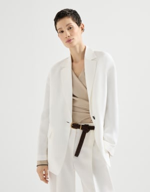 Fluid twill blazer Panama Woman - Brunello Cucinelli
