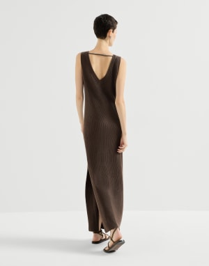 Kleid in Rippenstrick Braun Damen - Brunello Cucinelli