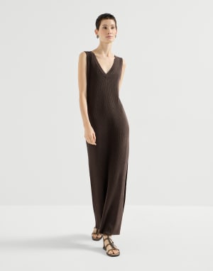 Kleid in Rippenstrick Braun Damen - Brunello Cucinelli