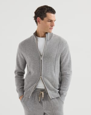Cardigan en cachemire et vigogne Gris Homme - Brunello Cucinelli