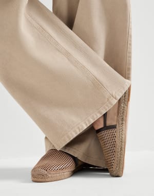 Espadrillas in pelle con monile Marrone Donna - Brunello Cucinelli