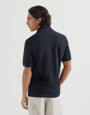 Piqué polo shirt Navy Blue Man - Brunello Cucinelli