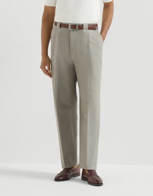 Hose in Baumwolle und Leinen Kaki Herren - Brunello Cucinelli