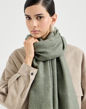 Cashmere and silk Diamond yarn scarf Green Woman - Brunello Cucinelli