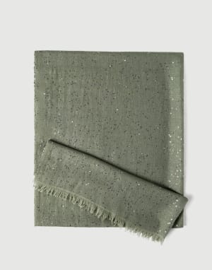 Cashmere and silk Diamond yarn scarf Green Woman - Brunello Cucinelli